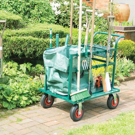 Garden Tool Rack, Garden Tool Organization, Garden Workshops, Tool Cart, Garden Cart, Garden Power Tools, Garden Tool Storage, Compost Bags, Garden Equipment