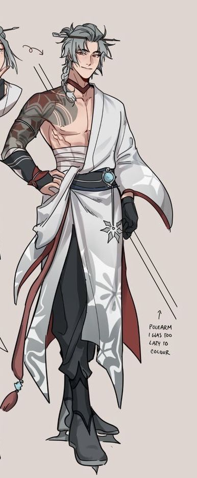 Aasimar Monk Male, Nature Fantasy Outfit Male, Nature Clothes Design, Male God Outfit Drawing, Robe Drawing Reference Male, Monk Robes Dnd, Male Kimono Drawing, Monk Poses Reference, Monk Clothing Dnd