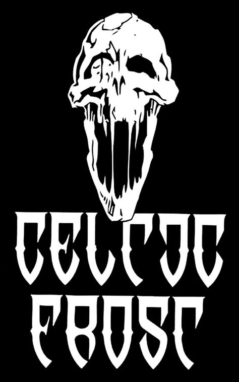 Celtic Frost Skull Celtic Frost, Agenda Stickers, Silhouette Stencil, Rock Posters, Thrash Metal, Trippy Art, Band Posters, Female Model, Vintage Comics