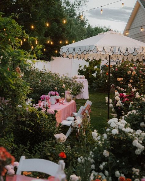 Rose Lane Garden | You can’t go wrong having a party in a garden🧚🌸✨💖 Imagine your intimate event photo album looking something like this!… | Instagram Colorful Garden Party Wedding, Garden Party Hens, Vintage Garden Party Wedding, Garden Cocktail Party, Rose Garden Party, Formal Garden Party, Pink Garden Party, Bridal Garden Party, Backyard Garden Party