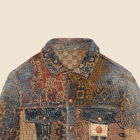 Gucci Vault on Instagram: "Classics, reborn. Denim is at the heart of Proleta Re Art’s collection for Gucci Continuum, using pre-existing jackets and jeans and turning them into wearable works of art. #GucciContinuum #GucciVault" Gucci Vault, Gucci Denim, Inspirational Images, Vaulting, Works Of Art, Fashion Item, Turning, Denim Jacket, It Works