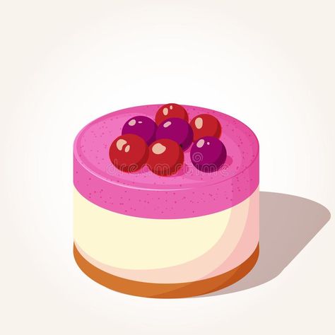 Cheesecake With Berries, Doughnut Birthday, Dessert Illustration, Collection Illustration, Flat Illustration, Cartoon Style, Aesthetic Food, Mini Cheesecake, Cartoon Styles