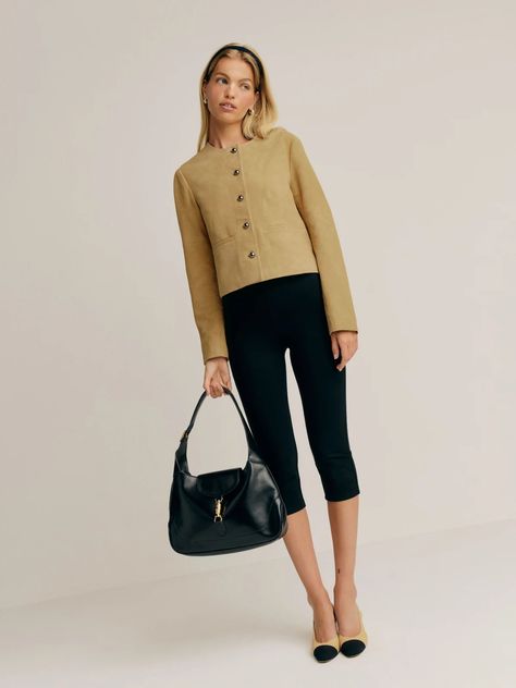 The Fall Edit: Fall Clothing | Sustainable Clothing | Reformation Coach Clothes, Tweed Jacket Outfit, How To Clean Suede, Time Clothes, Work Wear Outfits, Collarless Jacket, Swimwear Dress, Vintage Inspired Dresses, A Button