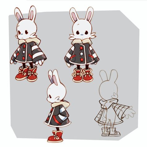 Cute Bunny Character, Small Character, Cartoon Character Design Animal, Cute Game Character, Turnaround Character, Bunny Oc Art, Cute Character Turnaround, Small Character Design, Bunny Character