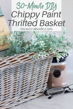 Painting Baskets Wicker, French Ethereal, Painting Baskets, Basket Makeover, Coastal Cottage Style, Painted Baskets, Inexpensive Decor, Thrifty Diy, Cottage Market