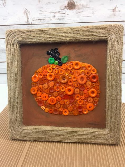 Pumpkin Button Wall Art Button Crafts For Kids, Button Wall Art, Diy Wall Art Ideas, Buttons Crafts Diy, Wall Art Ideas, October Halloween, Pumpkin Art, Fall Crafts Diy, Autumn Crafts