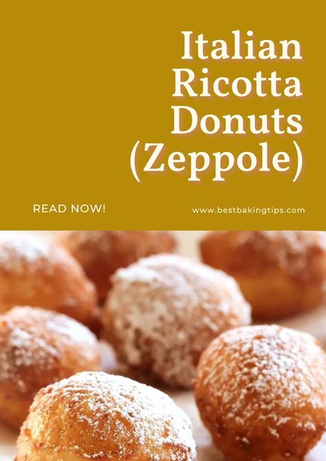 Discover the irresistible taste of Italian Ricotta Donuts, also known as Zeppole! Made with creamy ricotta cheese, these delightful treats are a beloved Italian Cookies, Ricotta Cheese, Vegetarian Cheese, Ricotta, Italian Recipes, Donuts, Cooking Recipes, Cheese, Baking