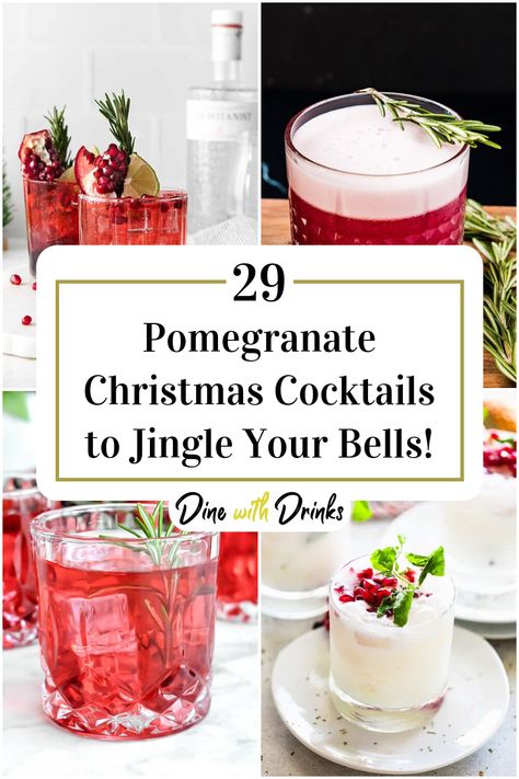 Collage of 4 pomegranate christmas cocktails. Christmas Cocktails With Pomegranate, Pomegranate Whiskey Cocktail, Christmas Pomegranate Drink, Pomegranate Vodka Drinks, Pomagranet Christmas Drink, Christmas Pomegranate Cocktail, Pomagranet Cocktails Vodka, Pomegranate Cocktail Recipes Vodka, Pomogranette Cocktail