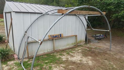 Trampoline Greenhouse, Garden Shed Greenhouse, Clean Chicken Coop, Recycled Trampoline, Chicken Coop Diy, Shed Greenhouse, Garden Trampoline, Old Trampoline, Chicken Shed