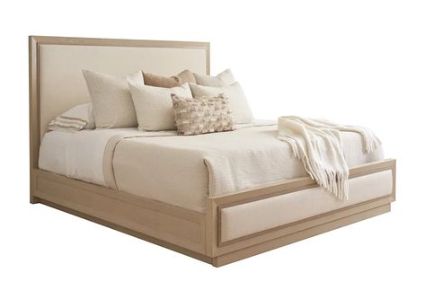 Sunset Key Queen Bed by Tommy Bahama Home at Baer's Furniture Low Profile Bed, Tommy Bahama Home, King Upholstered Bed, Queen Upholstered Bed, Lexington Home, Queen Panel Beds, Bed Dimensions, Upholstered Panels, Linen White