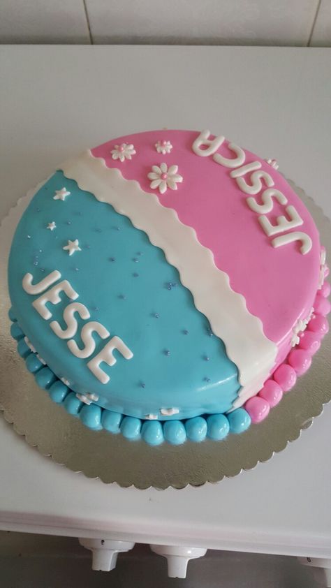 Birthday Cake For Twins Boy And Girl, Pink Princess Cakes, 13th Birthday Boys, Twin Boy And Girl, 1st Year Cake, Twin Birthday Cakes, Decorating Icing, Twins Cake, Cake Decorating Icing