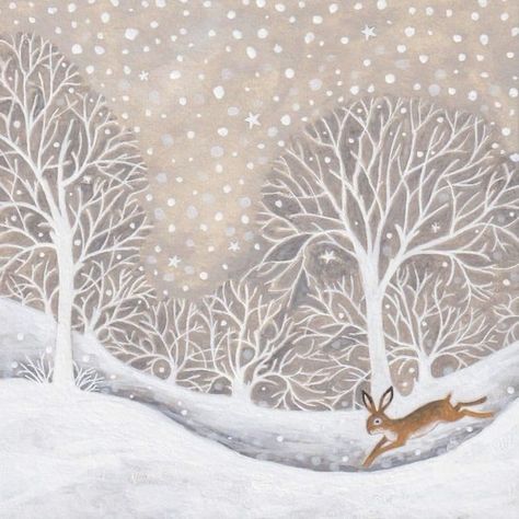 Hare Illustration, Sweet Thoughts, Hare Painting, Snow Illustration, Nursery Illustration, Whimsical Art Paintings, Winter Illustration, Advocate Art, Tableau Art