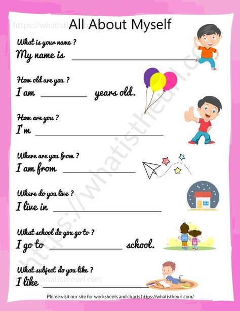 We have created yet another beautiful design for the concept of “All about myself” worksheet.Please download the PDF All About Myself for KG, UKG and Little kids – Design 7 About Myself Worksheet For Kids, Myself Worksheets For Kids, Self Introduction Worksheet, About Myself Worksheet, All About Myself, Introduction Of Myself, Self Introduction, All About Me Poster, Bee Crafts For Kids