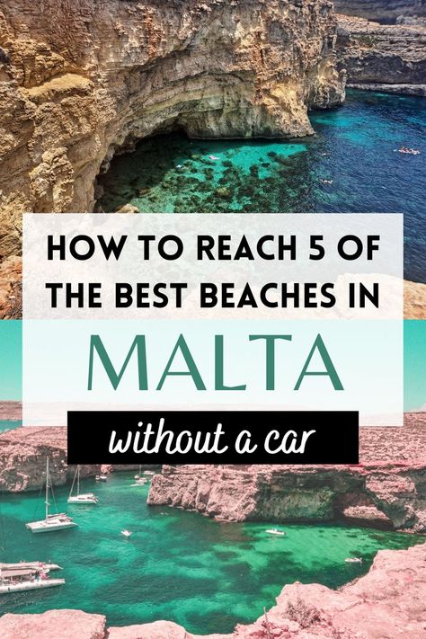 Malta beaches enjoy hours of year-round sunshine and the highest sea temperatures in Europe. Malta is a great destination to travel to if you don't have a car. Find out how to get to some of the most beautiful beaches in Malta with this easy travel guide, includes details of how to get to the spectacular Blue Lagoon. #BeachesMalta #MaltaBeaches #MaltaBlueLagoon Malta Beaches Beautiful, Malta Honeymoon, Malta Aesthetic, Malta Itinerary, Messina Italy, Beach Holiday Destinations, Travel Malta, Malta Travel Guide, Malta Beaches