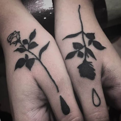 Rose Stem Tattoo, Amazing Tattoo Ideas, Black Flowers Tattoo, Rose Tattoo Ideas, Tattoos For Men And Women, Our Mindful Life, Rose Hand Tattoo, Rose Tattoos For Men, Goth Tattoo