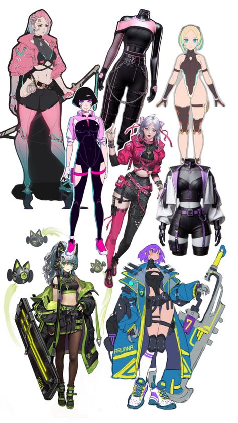 cyber punk girl outfits futuristic Futuristic Alt Fashion, Cyberpunk Outfits Drawing, Neo Punk Fashion, Cyberpunk Core Outfit, Cyberpunk Rave Outfit, Cyberpunk Outfits Female, Futuristic Aesthetic Outfit, Sci Fi Clothing Concept Art, Cyberpunk Outfit Art