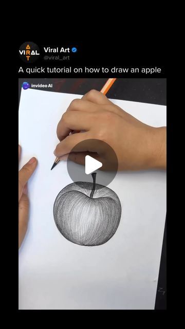 Viral Art 🎨 on Instagram: "Sketching an apple with a pencil is a great way to improve your observation and shading techniques. Begin by outlining the basic form, paying attention to its roundness and the small dip where the stem attaches. Determine the direction of the light to identify areas of brightness and shadow.  Apply shading to the darker regions using soft, controlled strokes, gradually layering to achieve depth. Smooth out the pencil marks with a blending tool or tissue, keeping the highlights light for a realistic effect. Use a fine-tipped pencil for details like the texture of the skin and the stem. With consistent practice, your drawing will accurately reflect the apple’s shape, texture, and form.  Artist: lele98981 / 和老师一起学画画 on Douyin  #drawing #apple #tutorial" Apple Shadow Drawing, Small Shading Drawings, Pencil Shading Techniques Step By Step, Drawing Shadows And Light, Shading Drawing Ideas, Douyin Drawing, Apple Sketch, Realistic Shading, Pencil Shading Techniques