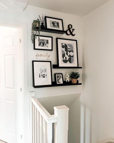 Small Hallway Photo Gallery, Small Hallway Stairs Ideas, Long Hallway Frames Ideas Wall Decor, Small Stairway Wall Decor, Space Above Stairs Decor, Small Upstairs Hallway Decor, Above The Stairs Decor, Above The Stairs Wall Decor, Gallery Wall Above Stairs