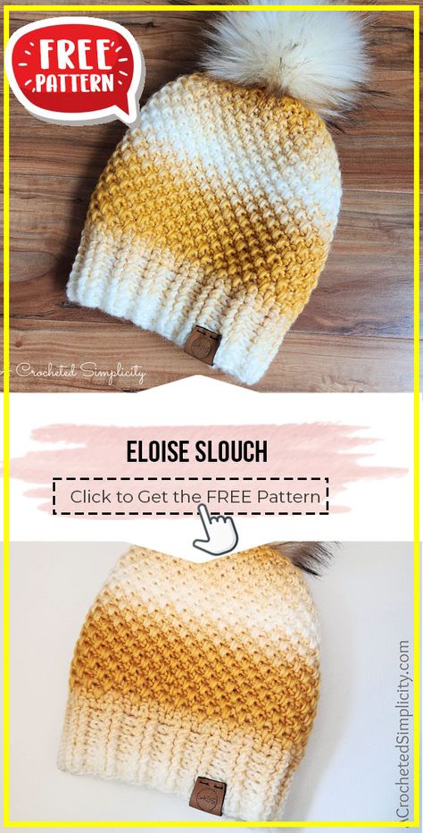 crochet Eloise Slouch free pattern - FREE Crochet Beanie Pattern for Beginners. Click to Get the Pattern #Beanie #crochetpattern #crochet via @shareapattern.com Fast And Easy Crochet Beanie, Crochet Baby Beanie Free Pattern, Crocheted Hat Patterns, Free Crochet Beanie Pattern, Crochet Beanie Hat Free Pattern, Yarn Dreads, Beanie Pattern Free, Crochet Beanie Pattern Free, Crochet Caps