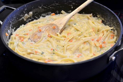 Creamy Chicken Pasta | iowagirleats.com Copycat Knorr Pasta Sides, Homemade Sidekicks Pasta, Chicken Pasta With Bowtie Noodles, Copycat Knorr Chicken Noodles, Chicken Noodle Soup With Bow Tie Pasta, Amish Chicken And Noodles Recipe, Knorr Pasta Sides, Chicken Pasta Soup, Pasta Packet