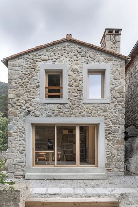 Small Stone Building, Stone House Windows, New Stone House, Mediterranean Stone House, Stone Houses Rustic, Italian Stone House, Tiny Stone House, French Stone House, Small Stone House