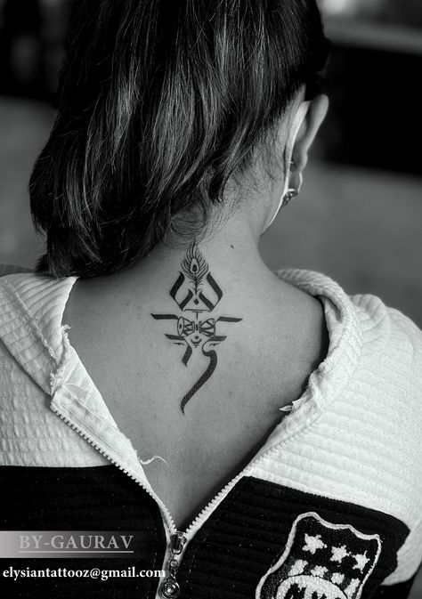 Tattoo Ideas Female God, Hindu Mythology Tattoo, Vishnu Tattoo, Fingerprint Tattoos, Rose And Butterfly Tattoo, Delicate Tattoos For Women, Tattoo Band, Krishna Tattoo, Girl Neck Tattoos