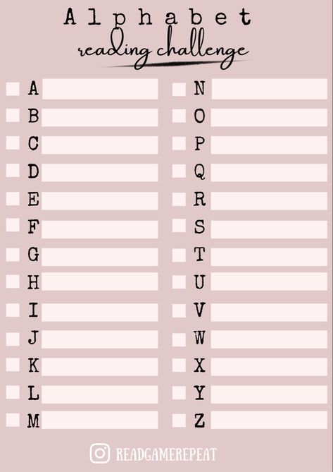 Do you like ticking your goals off? If the answer is yes, then version 2 of the alphabet challenge is perfect for you! #reading #books #readingchallenge #template Abc Reading Challenge, Abc Book Challenge Template, Abc Book Challenge, Abc Reading Challenge Template, Book Journal Alphabet Challenge, A To Z Book Challenge Template 2024, Reading Goals Template, Book Challenge 2024, Alphabet Challenge Reading Journal