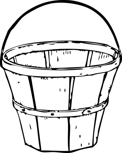 Basket, Apple Basket, Empty, Black And White, Container Bucket Drawing, Drawing Apple, Harvest Theme, Apple Basket, Bushel Baskets, Basket Drawing, Apple Baskets, Wooden Basket, Png Art