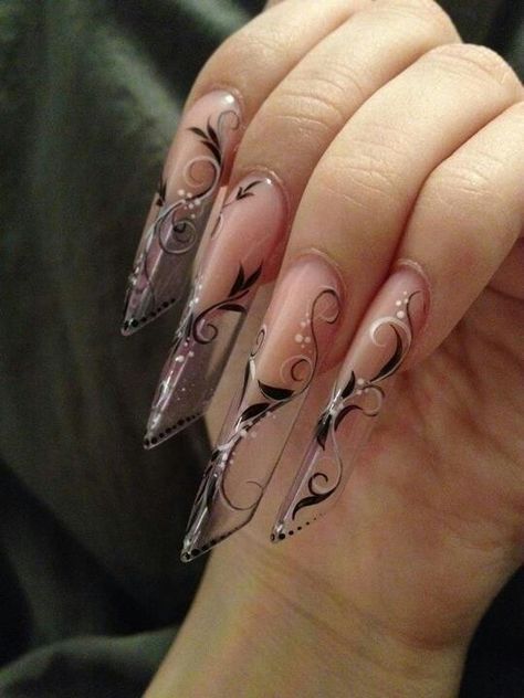 .Edge nails Edge Nails, Stiletto Nail Art, Neon Nails, Beautiful Nail Designs, Clear Nails, Acrylic Nail Art, Simple Nail Designs, Luxury Nails, Floral Nails