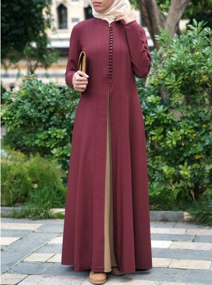 Contrast Godet Panel Abaya Abaya Design, Mode Abaya, Muslim Fashion Dress, Abaya Designs, Abaya Dress, Islamic Clothing, Muslimah Fashion, Women Maxi, Abayas Fashion