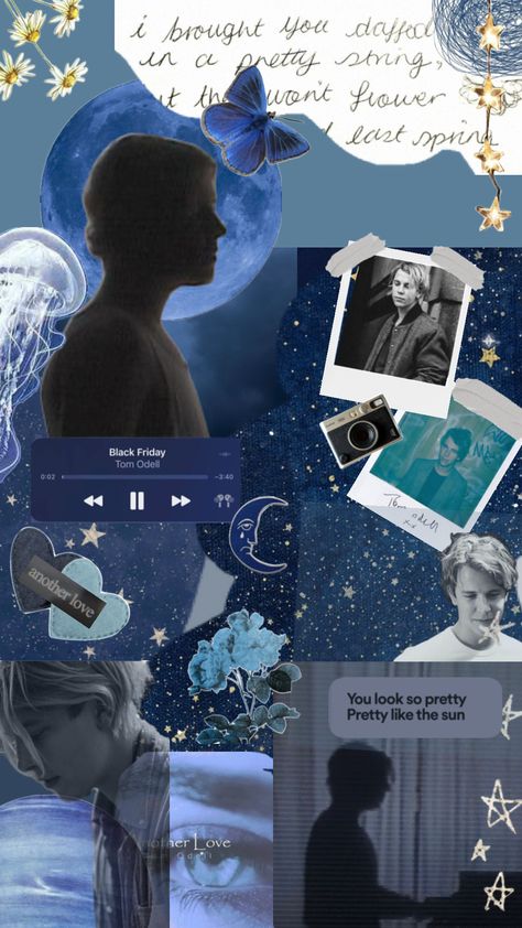 Tom Odell Aesthetic, Tom Odell, Blue Wallpaper, Aesthetic Wallpaper, Collage, Music, Blue