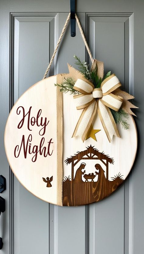 Looking to create festive Christmas door decorations? Discover easy DIY ideas that busy moms can make to bring holiday cheer to any door. Christian Christmas Door Hangers, Simple Christmas Door Decorations, Christmas Door Hangers Diy, Diy Door Hangers, Church Ornaments, Christmas Doorway Decorations, Christmas Dorm, Diy Christmas Door Decorations, Door Decorations Classroom Christmas