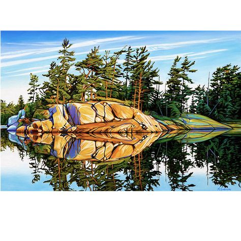 Canadian Artists Paintings, Canadian Landscape Painting, Margarethe Vanderpas, Contemporary Landscapes, Bruce Peninsula, Canvas Rug, Canadian Painters, Turtle Swimming, Georgian Bay