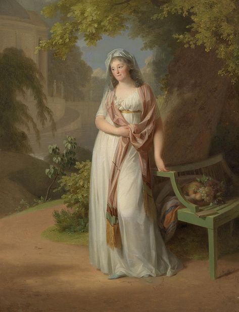 Johann Friedrich August Tischbein Luise von Brandenburg-Schwedt 1794 - Category:1794 portrait paintings of women - Wikimedia Commons Regency Portraits, Empire Fashion, 18th Century Art, Transitional Fashion, Age Of Enlightenment, Women In Art, Regency Era, A4 Poster, Elegant Art