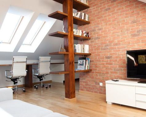 6 Unique and Stylish Bookshelves For Your Home Basement Ceiling Ideas Cheap, Basement Poles, Low Ceiling Basement, Support Beams, Contemporary Home Office, Apartment Living Room Design, Basement Ceiling, Bookshelf Design, Modern Stairs