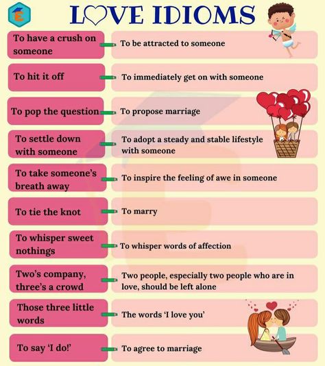 Love Idioms, Attracted To Someone, Having A Crush, English Words