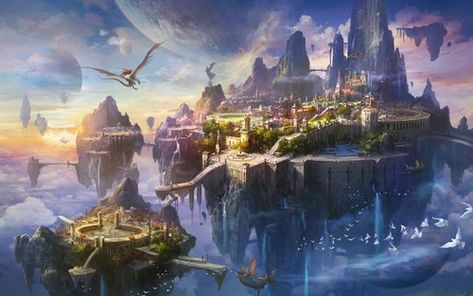 Décor Steampunk, Ghost World, Fantasy Background, Fantasy Island, Fantasy City, Fantasy Castle, Fantasy Setting, Fantasy Places, Futuristic City