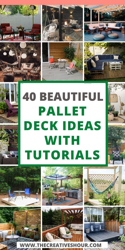 Pallet Projects Furniture Patio, Pallets Deck Ideas, Reclaimed Deck Wood Projects, Diy With Pallets Outdoor, Whole Pallet Ideas, Creative Pallet Ideas, Diy Patio With Pallets, Outdoor Pallet Deck, Pallet Garden Furniture Diy