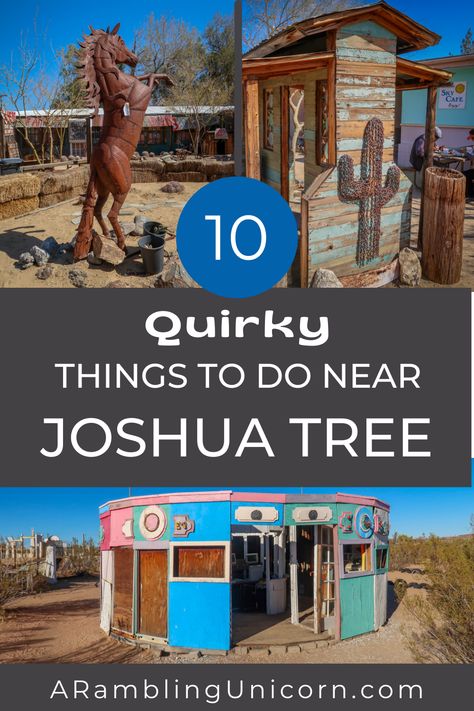 Most visitors to the small town of Joshua Tree are there because of the National Park. There are tons of other great things to do near Joshua Tree, however, besides communing with the Mojave desert. The area is a renowned gathering place for artists and other quirky types. | Things to do Near Joshua Tree | Things to do Around Joshua Tree | City of Joshua Tree | Joshua Tree City | Yucca Valley | Yucca Valley Things to Do | Yucca Valley California | Outdoor Art Galleries Joshua Tree National Park Outfit, Pioneer Town Joshua Tree, Joshua Tree Outfit Ideas Winter, Joshua Tree Outfit Ideas, Joshua Tree Tattoo, Joshua Tree Outfit, Noah Purifoy, Joshua Tree Aesthetic, United States Travel Bucket Lists