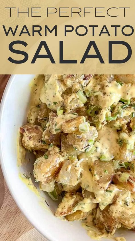 This warm potato salad recipe is the perfect side for any barbecue, pot luck or get together! Its simple and so flavorful! Warm Potato Salad, Potatoes Salad, Warm Potato Salads, Potato Salads, Bbq Side, Potato Salad Recipe, Bbq Sides, Pot Luck, Main Dish Salads