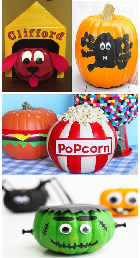 50+ pumpkin decorating ideas for kids that don't require carving! #nocarvepumpkins #pumpkindecoratingideas #kidspumpkinpainting #growingajeweledrose #fallcrafts Pumpkin Decorating Ideas Without Carving, Pre K Pumpkin Decorating Ideas, No Carved Decorated Pumpkins, Big Bird Pumpkin Decorating, Carveless Pumpkin Decorating, No Cut Pumpkin Decorating Ideas, Crafty Pumpkin Decorating, Popcorn Painted Pumpkin, Small Pumpkin Decorating Ideas No Carve