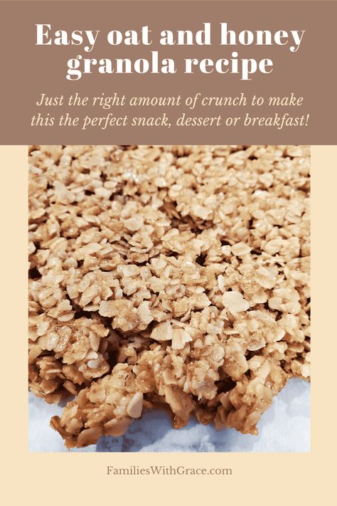 Easy oat and honey granola Oat And Honey Granola, Honey Granola Recipe, Easy Homemade Granola, Honey Granola, Granola Recipe Homemade, Oats And Honey, Honey Oats, Granola Recipe, Breakfast Bars