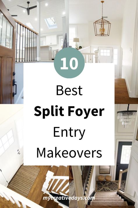 Transform your split foyer entry with the 10 Best Split Foyer Entry Makeovers. From practical tips to stylish ideas, create an inviting entrance for your home. Split Level Foyer Lighting, Entryway Ideas With Stairs Split Level, Split Ranch Entryway Ideas, Split Level Entryway Chandelier, Stair Landing Entryway, Decorate Split Level Entry, Split Level Entryway Wall Ideas, Pony Wall Entryway Entrance, How To Decorate Split Level Entry