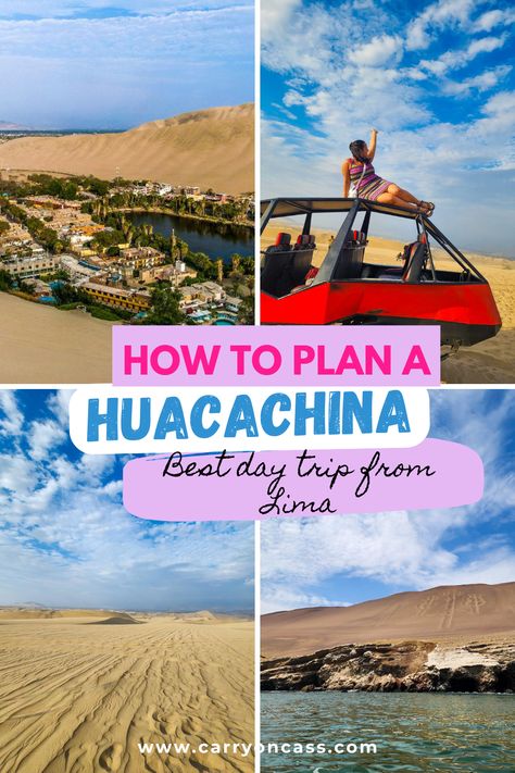 Want to see a real life mirage? Then plan a trip to Huacachina! Located in the Ica Desert of Peru, it's an adventure packed oasis. Learn everything you need to know before you go. Peru Outfits, Huacachina Peru, Nazca Lines, Plan A Trip, Desert Oasis, Outfits To Wear, Bus Travel, Peru Travel, Lima Peru