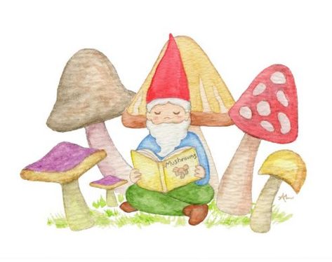 Library Stickers | Zazzle Gnome With Mushroom, Gnome Paintings, Mushroom Book, Gnome Art, Dragonfly Photos, Mushroom Poster, Mushroom Paint, Reading Posters, Bookshelves Kids