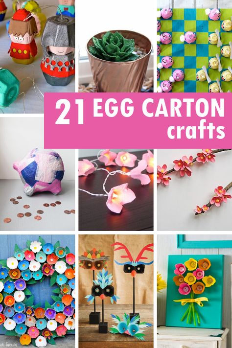 A roundup of the best egg carton crafts for kids and adults. Great upcycle and recycle use of leftover Easter egg cartons. Egg Carton Crafts For Kids, Recycled Crafts Kids Projects, Carton Craft, Egg Carton Flowers, Recycled Crafts Kids, Recycled Art Projects, Egg Cartons, Egg Carton Crafts, Bunny Crafts