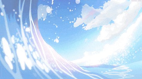 Sea Gif Aesthetic Anime, Waves Gif Aesthetic, Blue Gifs Aesthetic, Sea Banner Gif, Ocean Aesthetic Gif, Anime Ocean Gif, Ocean Banner Gif, Blue Gif Aesthetic, Blue Anime Gif