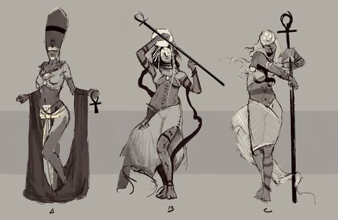 ArtStation - Egyptian Priestess Miniature Concept Egyptian Priestess Character Design, Egyptian Necromancer, Egyptian Concept Art, Desert Dnd, Egyptian Character Design, Anime Egyptian, Ancient Egyptian Gods, Fantasy Concept, Kickstarter Campaign