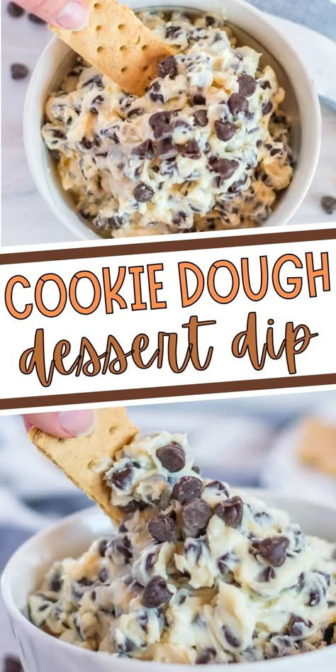 Easy no-bake dessert dip that tastes JUST LIKE COOKIE DOUGH!!! Exotic Desserts, Dessert Dip Recipes, Dessert Dip, Cookie Dough Dip, Baked Dessert, Quick Easy Desserts, Dip Recipes Easy, Easy Baking Recipes Desserts, Sweet Snacks Recipes