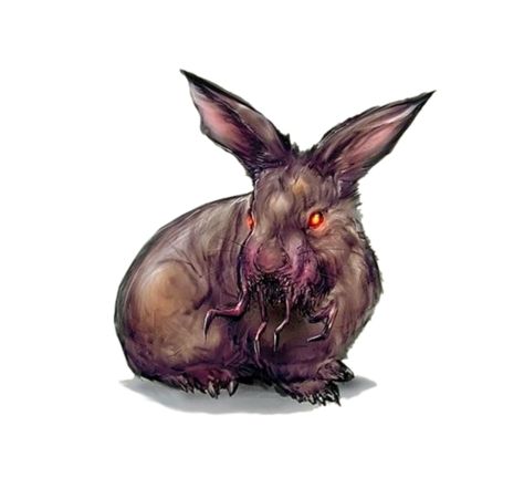 Corrupted Bunny Rabbit - Pathfinder 2E PFRPG PFSRD DND D&D 3.5 4E 5E 5th ed d20 fantasy Rabbit Monster Art, Monster Rabbit, Rabbit Monster, Creature Template, Dnd Monster, Killer Bunny, Pathfinder 2e, Dnd Campaign, D D Monsters